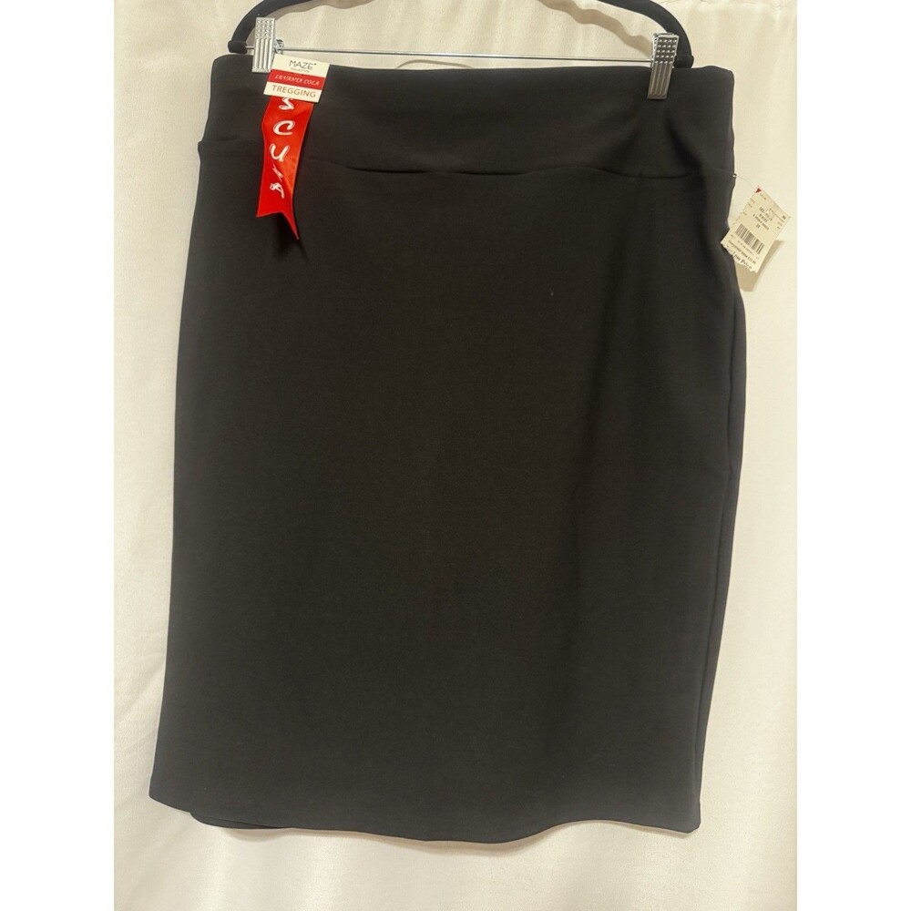 Maze Collection Women's Solid Knit Pencil Skirt Black Stretch Slit Plus 3X